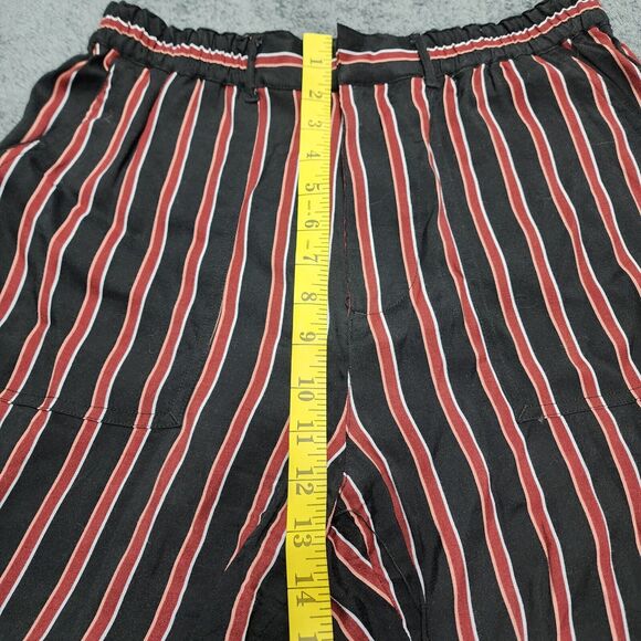 By Anthropologie Women's Red/Black Silky Striped Ankle Tie Jogger Pants Size S - Picture 7 of 10